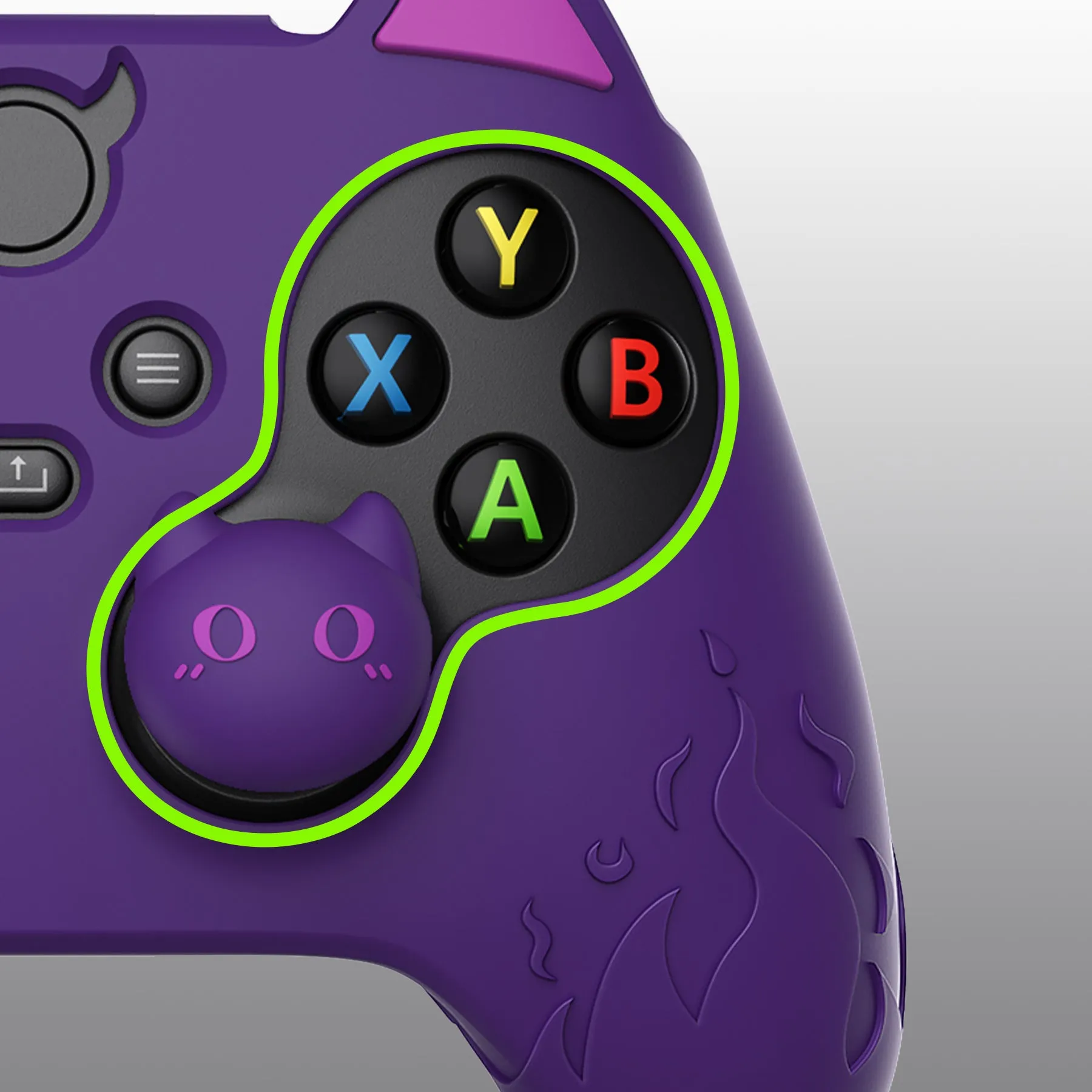 PlayVital Cute Demon Silicone Cover with Thumb Grip Caps for Xbox Series X/S Controller & Xbox Core Wireless Controller - Purple - PUKX3P003