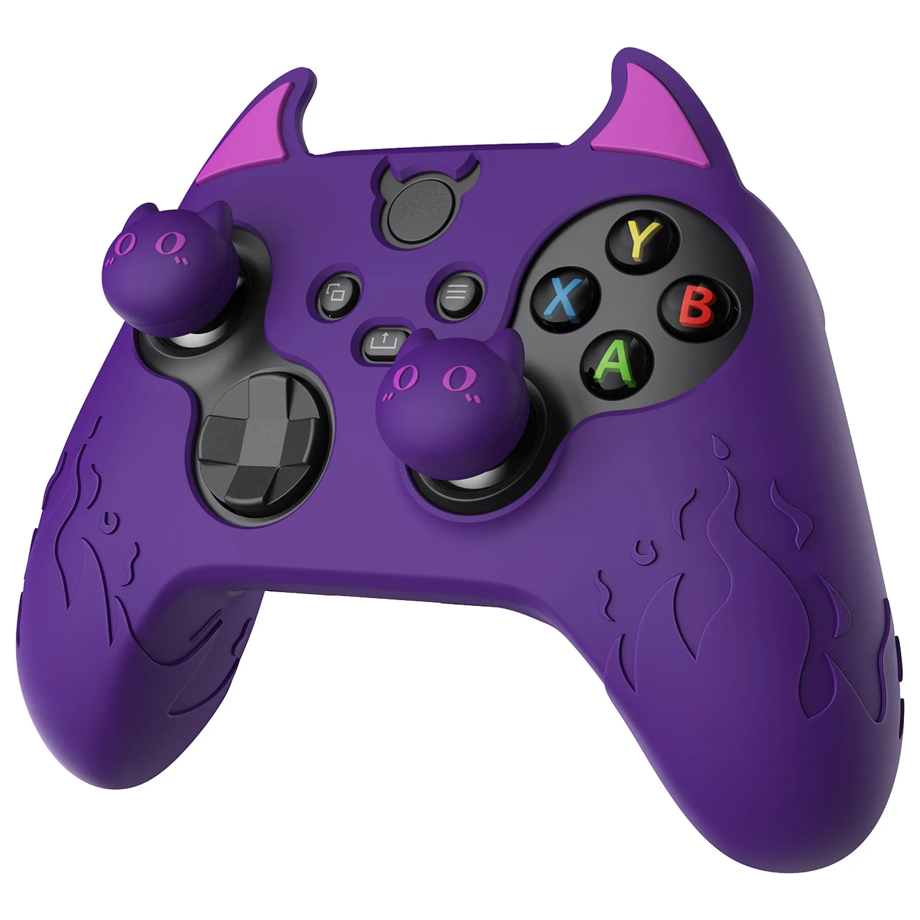 PlayVital Cute Demon Silicone Cover with Thumb Grip Caps for Xbox Series X/S Controller & Xbox Core Wireless Controller - Purple - PUKX3P003