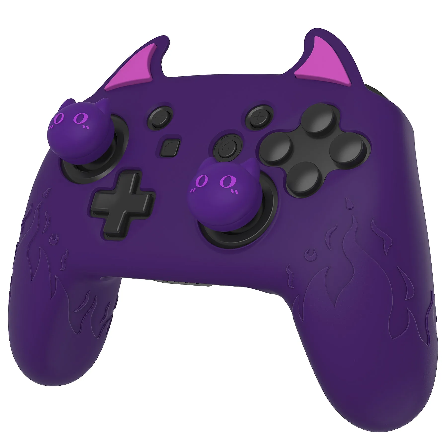 PlayVital Cute Demon Silicone Grip Cover for Nintendo Switch Pro Controller, Anti-Slip Protective Skin with Joystick Caps and Stickers Compatible with Nintendo Switch Pro - Purple - AMDNPP001