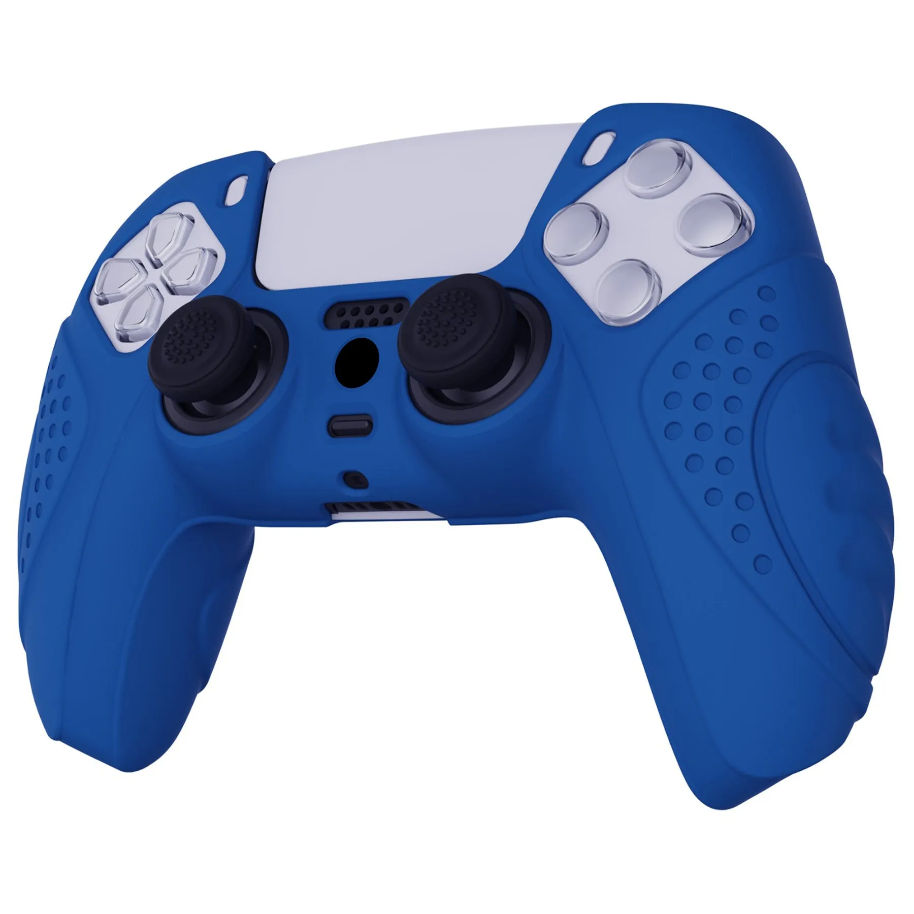 PlayVital Guardian Edition Blue Ergonomic Soft Anti-slip Controller Silicone Case Cover, Rubber Protector Skins with Black Joystick Caps for PS5 Controller - YHPF008