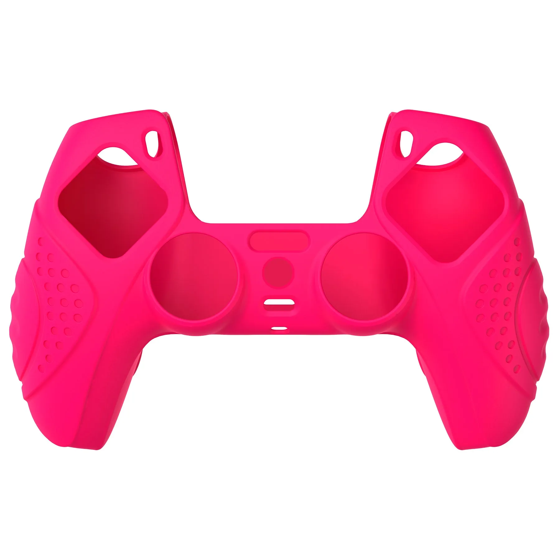 PlayVital Guardian Edition Bright Pink Ergonomic Soft Anti-slip Controller Silicone Case Cover, Rubber Protector Skins with Black Joystick Caps for PS5 Controller - YHPF023