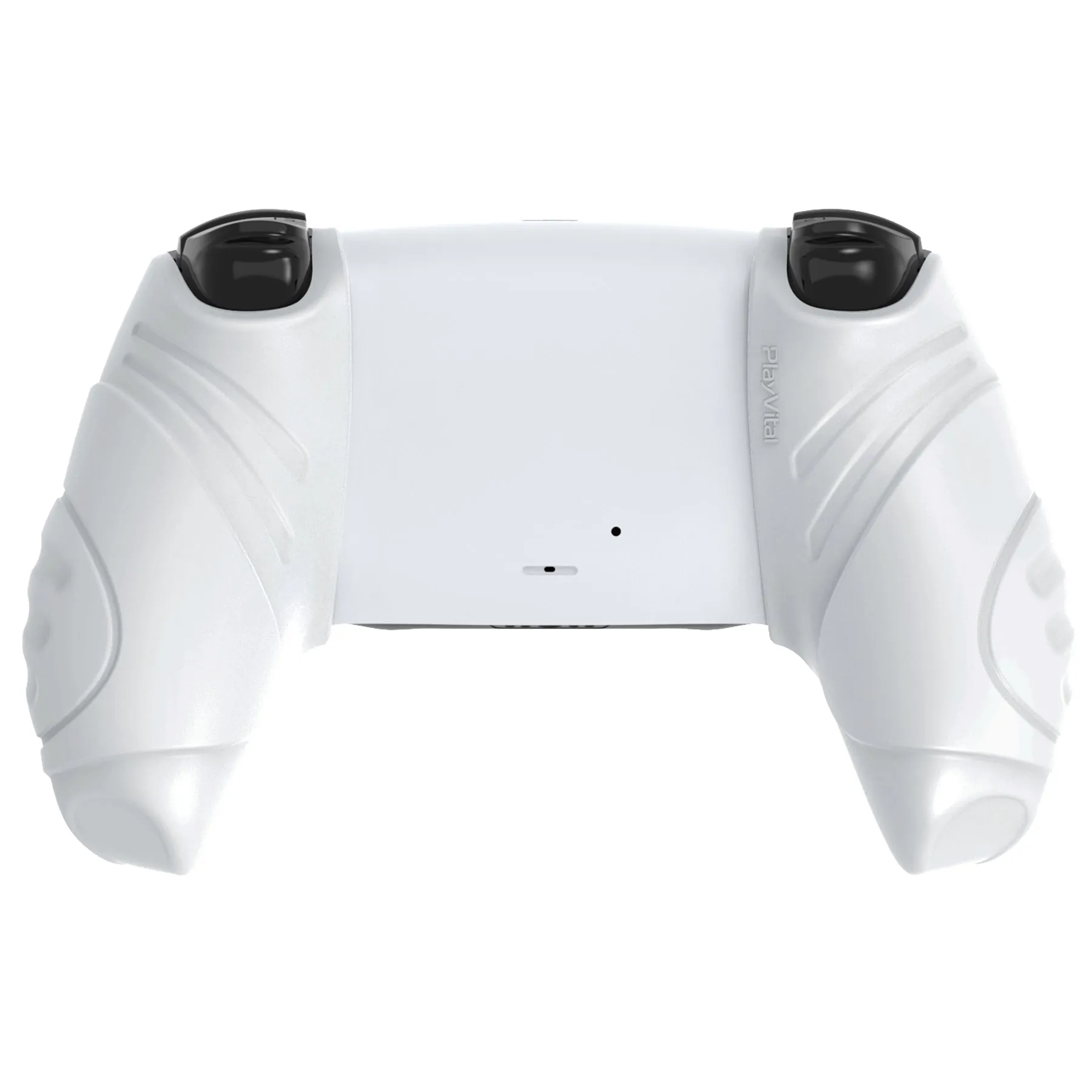 PlayVital Guardian Edition White Ergonomic Soft Controller Silicone Case Grips for PS5, Rubber Protector Skins with Thumbstick Caps for PS5 Controller – Compatible with Charging Station - YHPF027