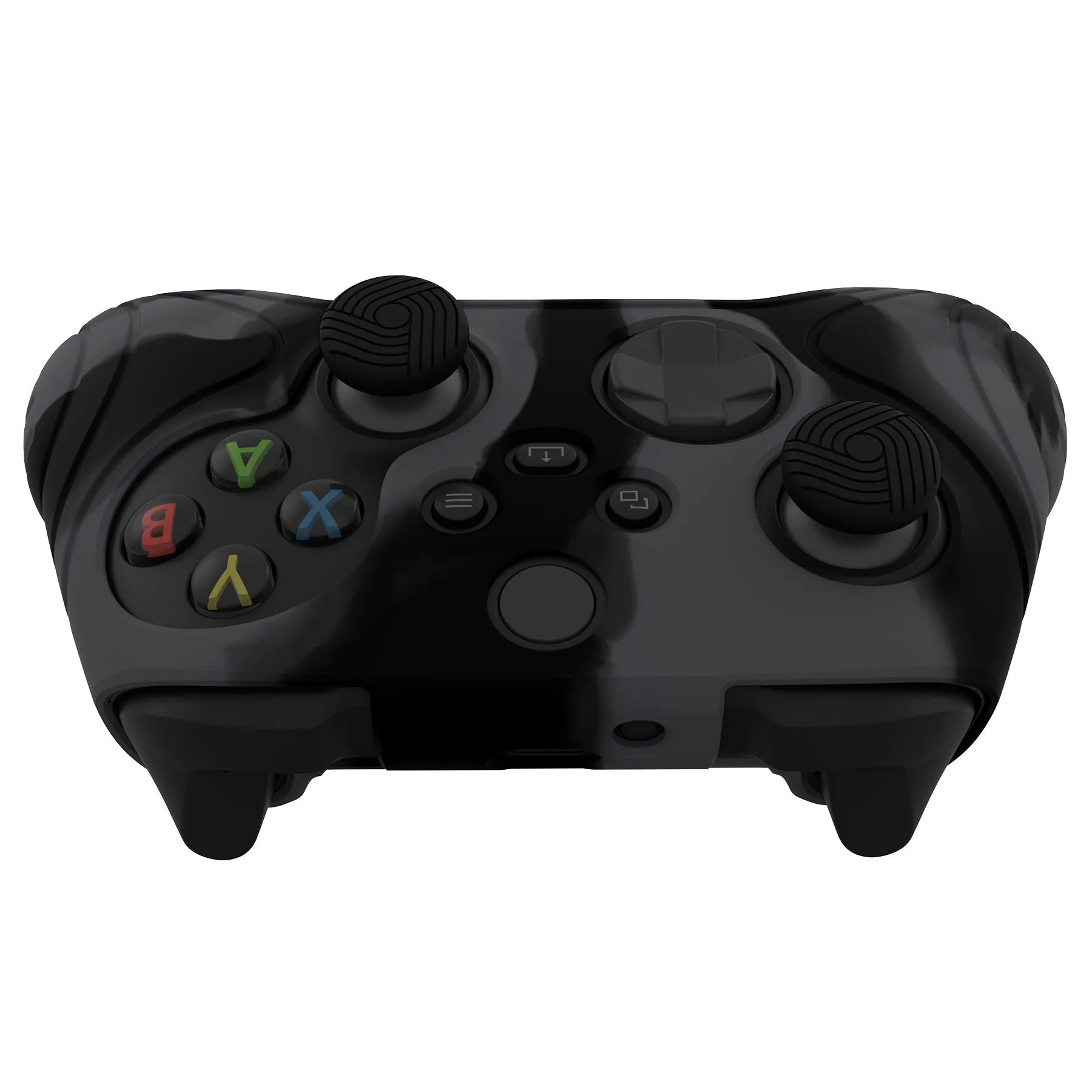 PlayVital Samurai Edition Dark Gray & Black Anti-slip Controller Grip Silicone Skin, Ergonomic Soft Rubber Protective Case Cover for Xbox Series S/X Controller with Black Thumb Stick Caps - WAX3025