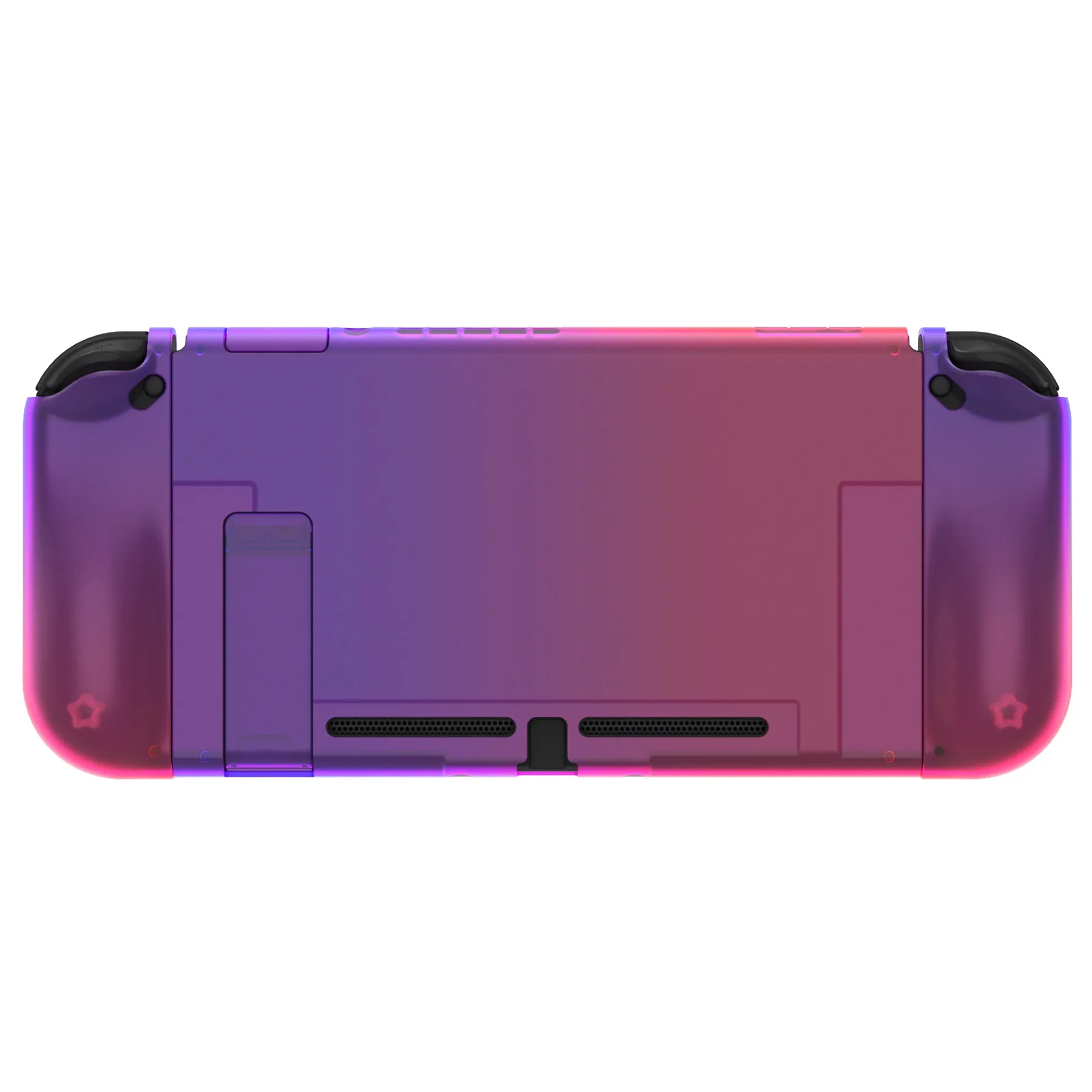 PlayVital UPGRADED Glossy Dockable Case Grip Cover for NS Switch, Ergonomic Protective Case for NS Switch, Separable Protector Hard Shell for Joycon - Clear Atomic Purple Rose Red - ANSP3008