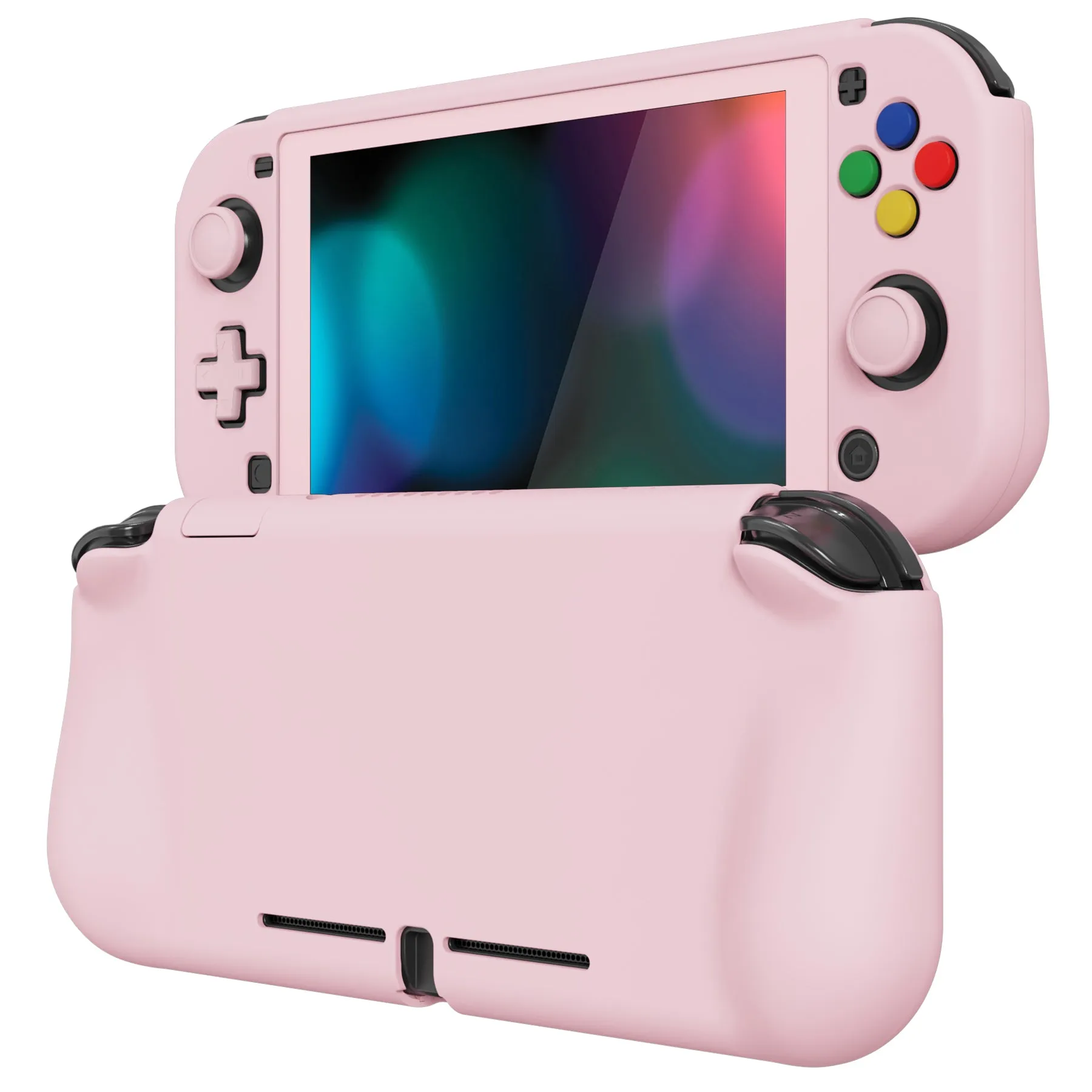 PlayVital ZealProtect Protective Case for Nintendo Switch Lite, Hard Shell Ergonomic Grip Cover for Nintendo Switch Lite with Screen Protector & Thumb Grip Caps & Button Caps - Cherry Blossoms Pink - PSLYP3001