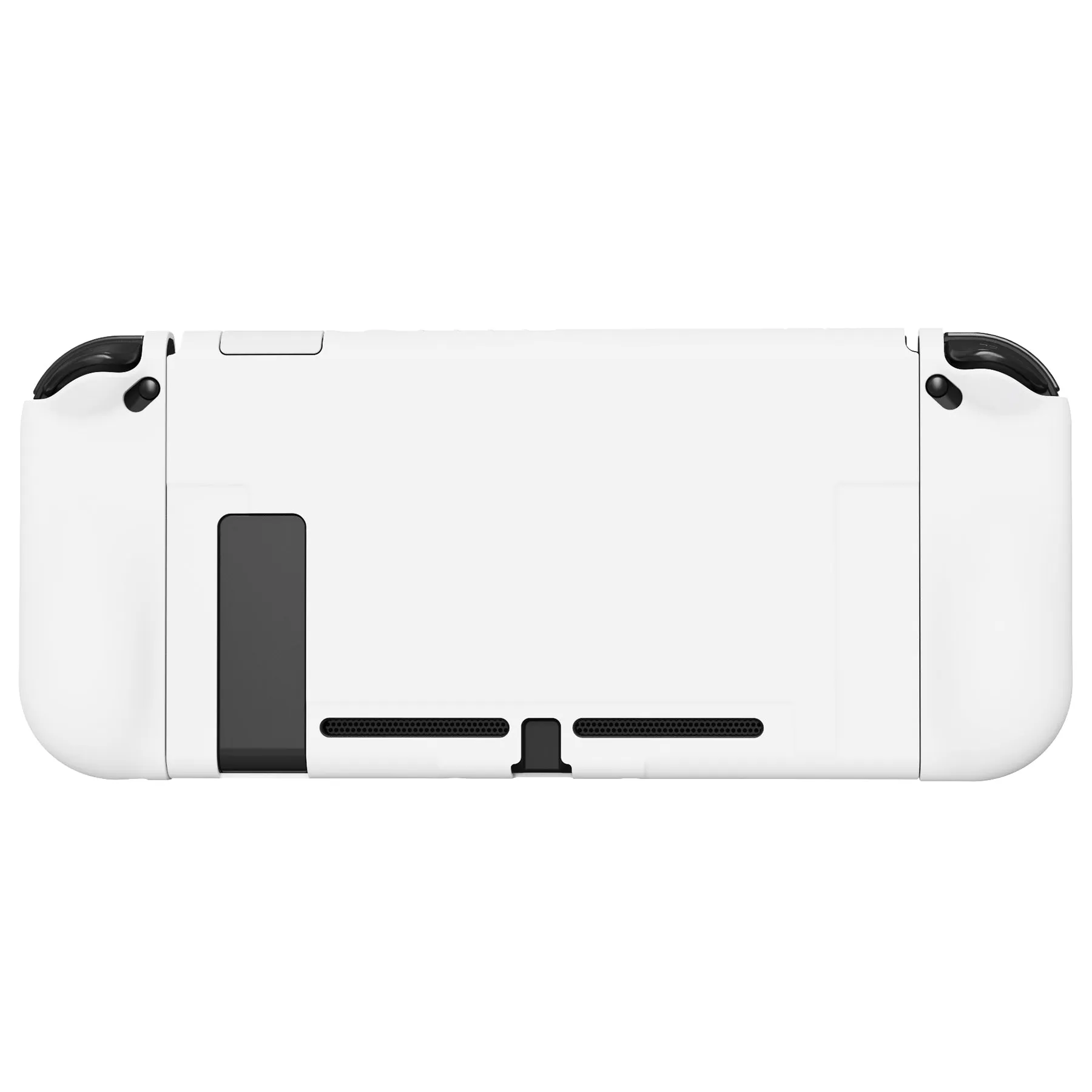 PlayVital ZealProtect Soft Protective Case for Nintendo Switch, Flexible Cover Protector for Nintendo Switch with Tempered Glass Screen Protector & Thumb Grip Caps & ABXY Direction Button Caps - White - RNSYM5014