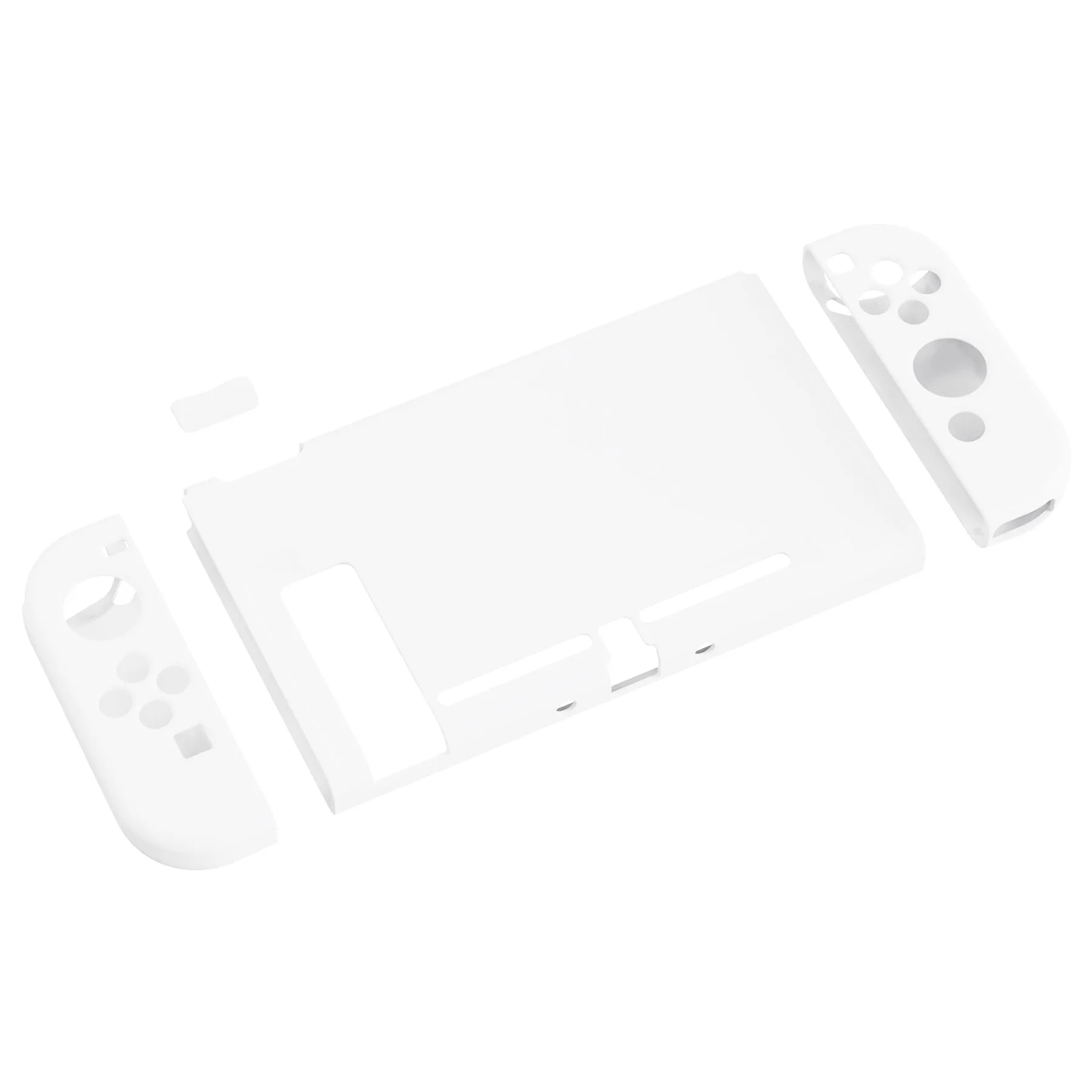 PlayVital ZealProtect Soft Protective Case for Nintendo Switch, Flexible Cover Protector for Nintendo Switch with Tempered Glass Screen Protector & Thumb Grip Caps & ABXY Direction Button Caps - White - RNSYM5014