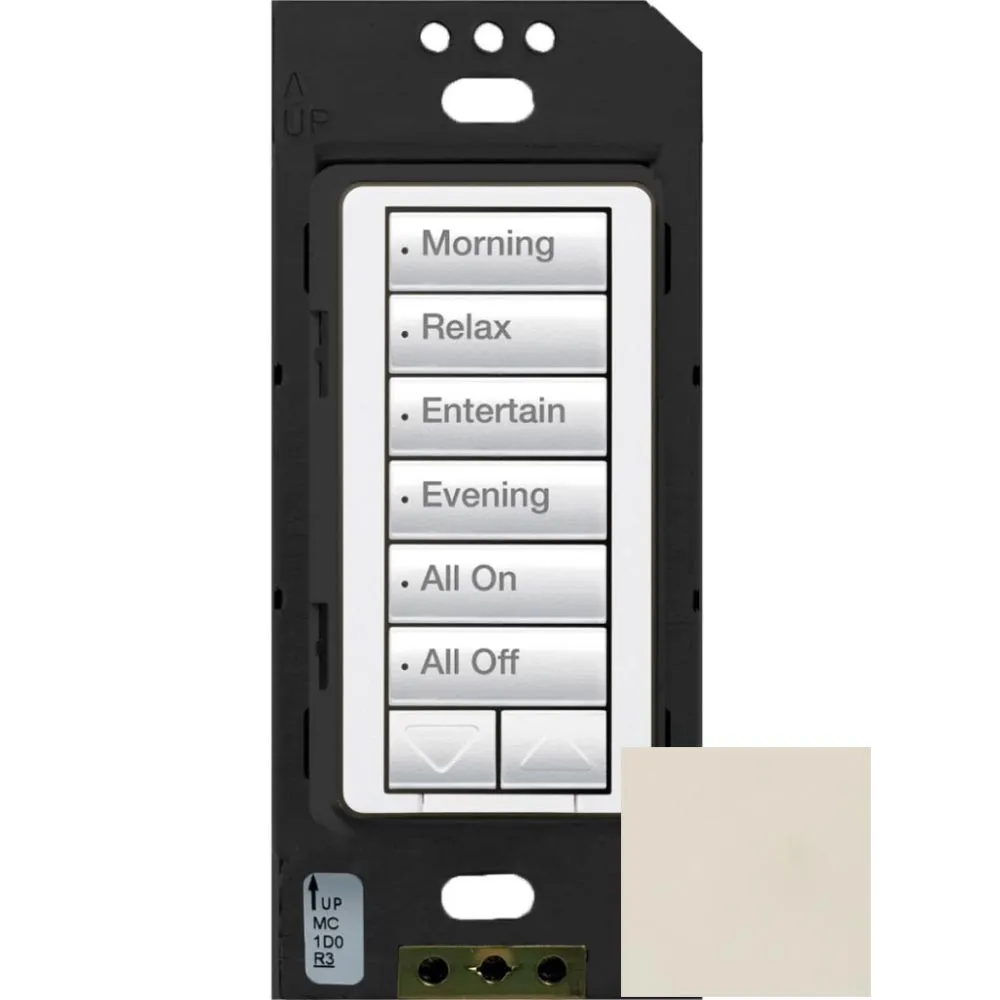 RadioRA 2 6-Button with Raise/Lower Keypad with LED Dimmer, Light Almond