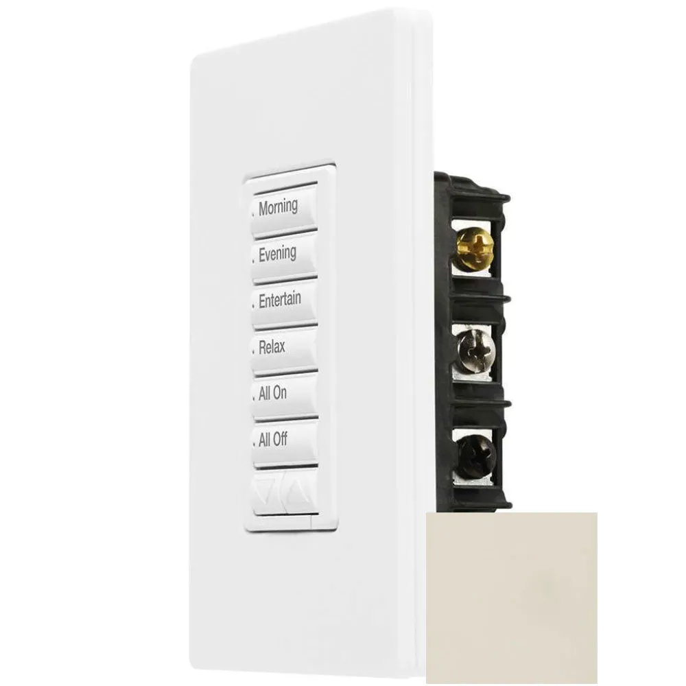 RadioRA 2 6-Button with Raise/Lower Keypad with LED Dimmer, Light Almond