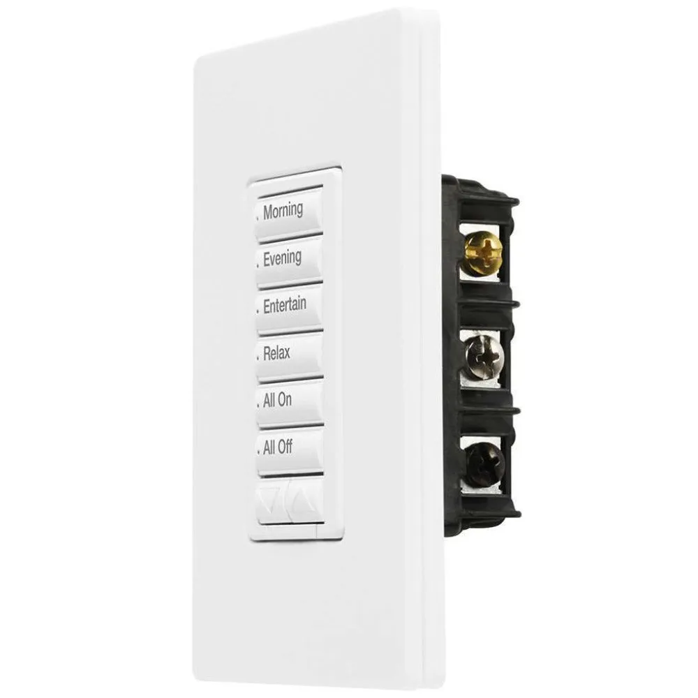 RadioRA 2 6-Button with Raise/Lower Keypad with LED Dimmer, White