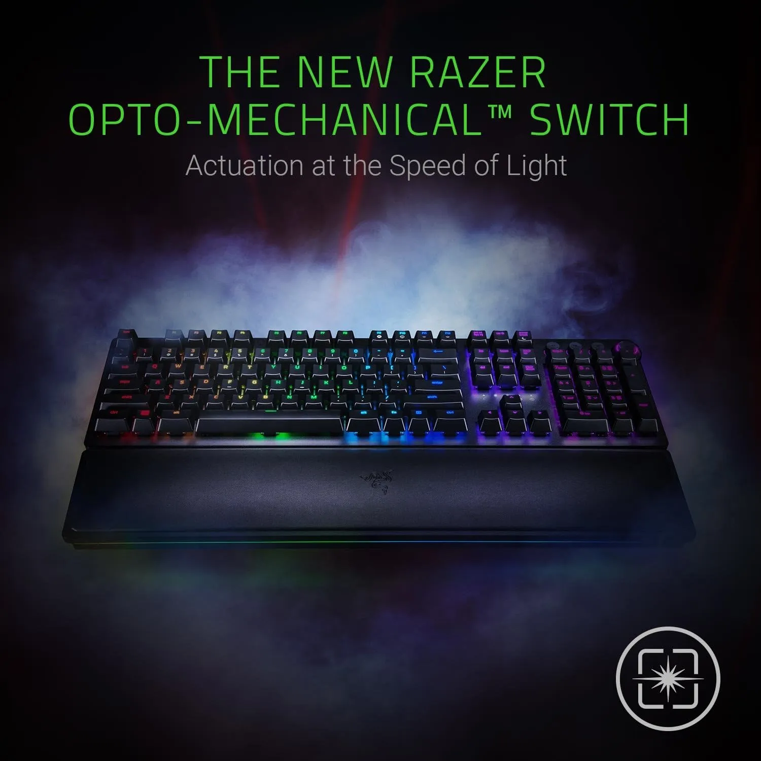 Razer Huntsman Elite Gaming Keyboard Opto Mechanical Key, Purple Switch, RGB Chroma, Ergonomic, Wrist Rest, UK Layout