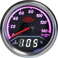 SAAS Trax EGT Gauge Black Face, 2inch 52mm Dual Oil Pressure/Water Temperature Analogue/Digital SG613020