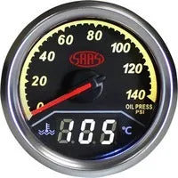 SAAS Trax EGT Gauge Black Face, 2inch 52mm Dual Oil Pressure/Water Temperature Analogue/Digital SG613020