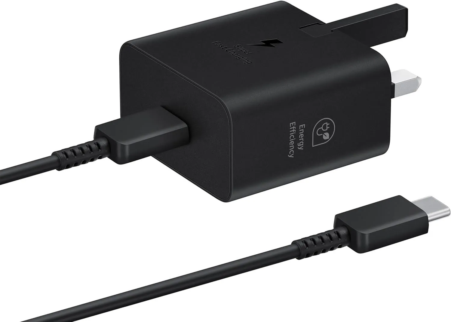 Samsung 3 Amp 25W USB C UK Mains Charger with USB C to C Cable Black - EF-T2510XBEGGB