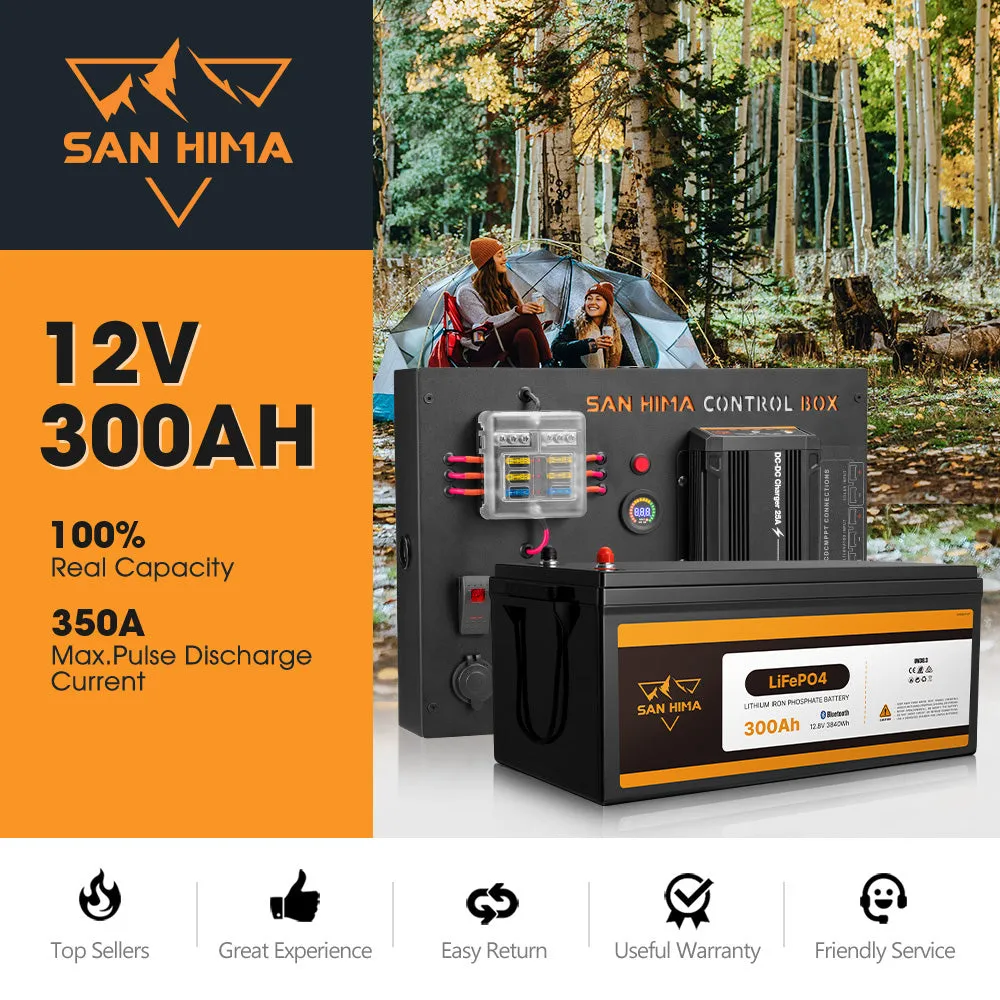 San Hima 12V 300Ah Lithium Iron Phosphate Battery   12V Control Box With Fuse