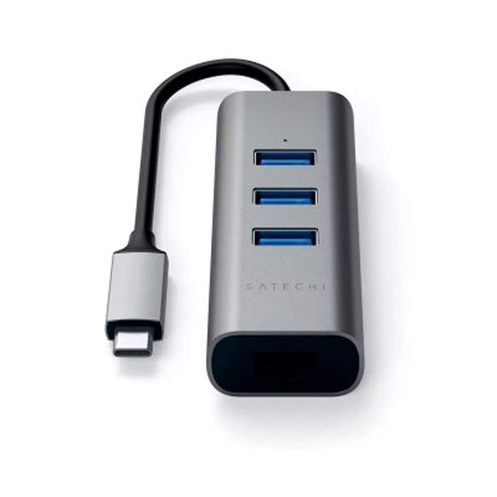 Satechi 2-in-1 USB-C Hub / Ethernet Port   3 x USB 3.0 - Space Grey