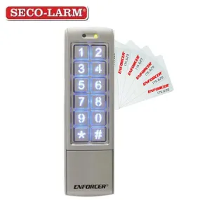 Seco-Larm - Access Control Digital Keypad - 1010 Users - Mullion Style - Weatherproof - Built-In PROX Card Reader - Outdoor