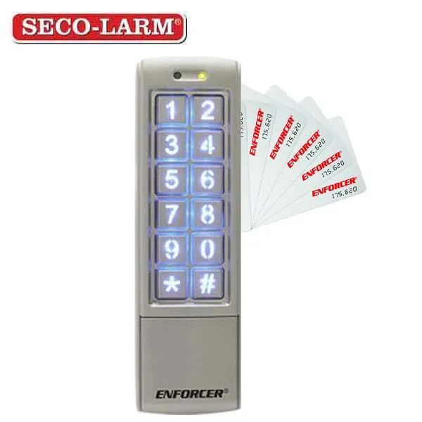 Seco-Larm - Access Control Digital Keypad - 1010 Users - Mullion Style - Weatherproof - Built-In PROX Card Reader - Outdoor