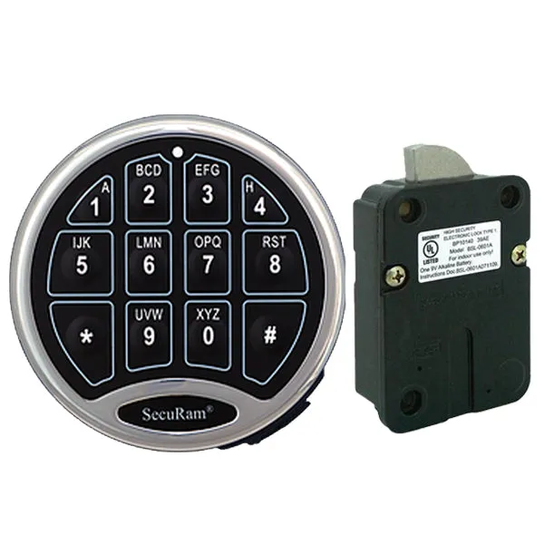 SECURAM - ProLogic Kit - ProLogic L02 Electronic Safe Keypad Lock & SwingBolt Lock Body - Digital Mode - UL Listed - Chrome