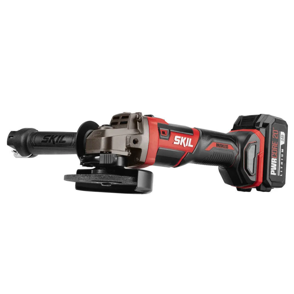 SKIL PWR CORE 20V 4-1/2 In. Angle Grinder Kit with 2.0Ah Lithium Battery