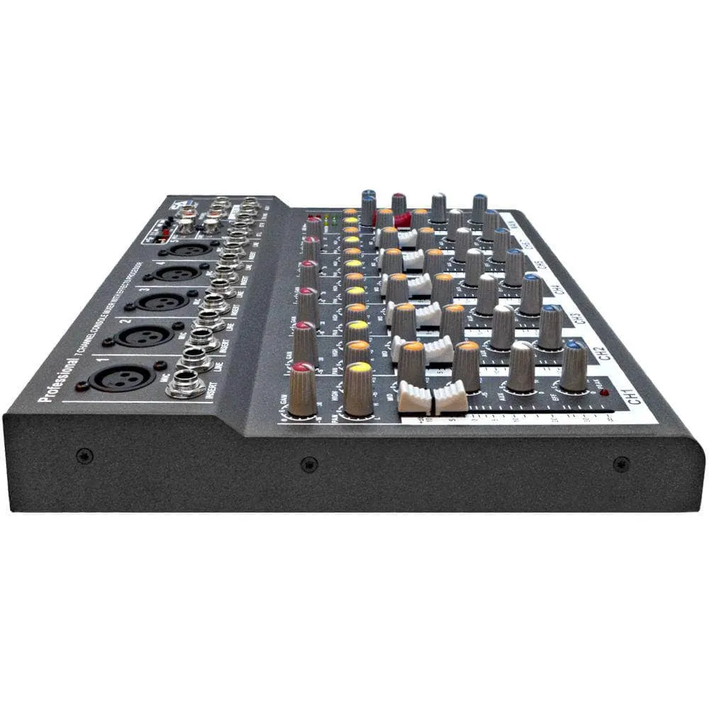 Slider7-BT- 7 Channel Mixer Console with USB and Bluetooth Streaming