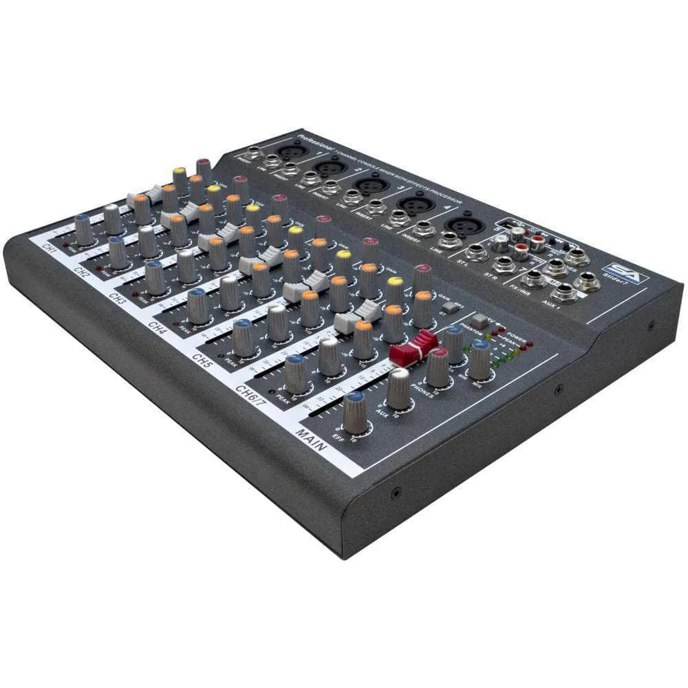 Slider7-BT- 7 Channel Mixer Console with USB and Bluetooth Streaming