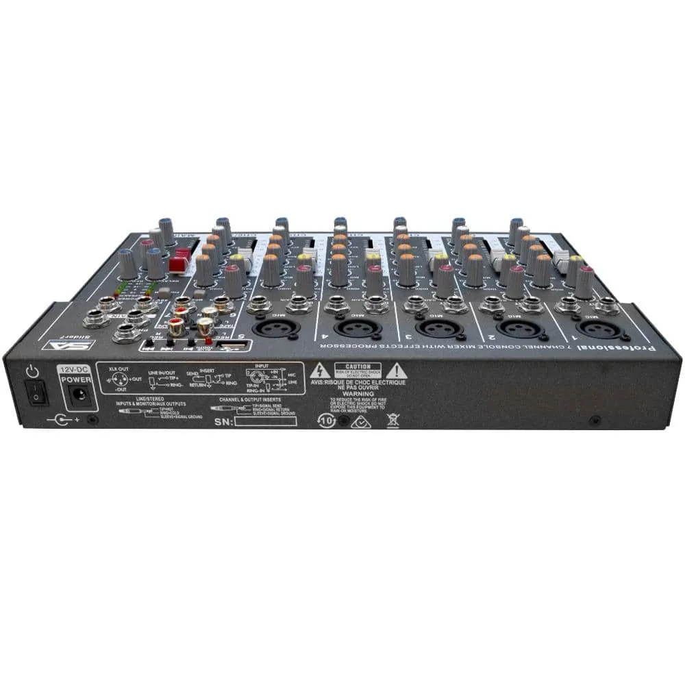 Slider7-BT- 7 Channel Mixer Console with USB and Bluetooth Streaming