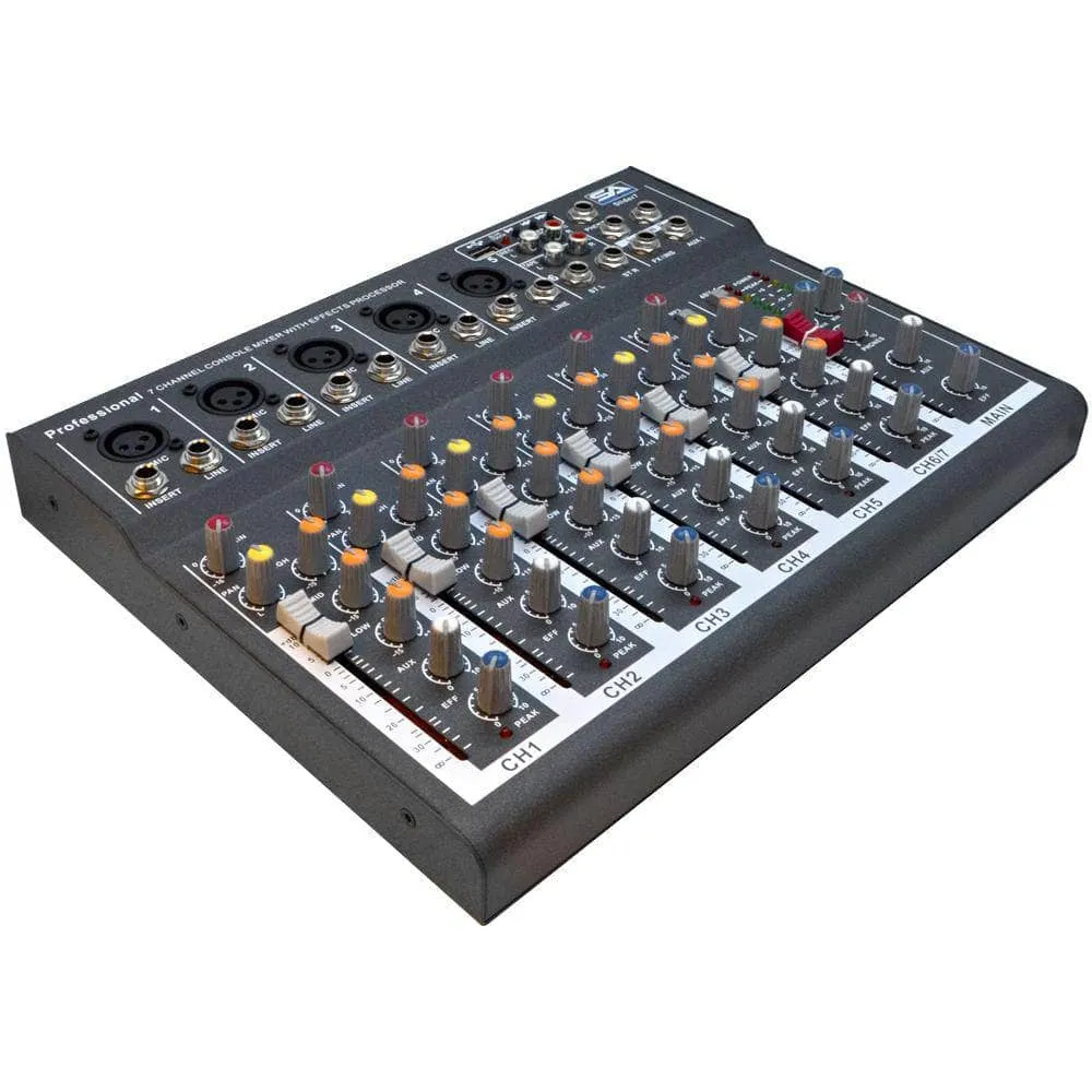 Slider7-BT- 7 Channel Mixer Console with USB and Bluetooth Streaming