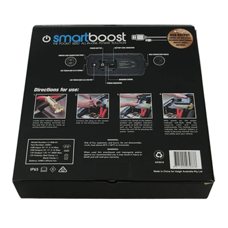 SmartBoost Super Mini Booster 12 Volt Jump Start Battery Power Pack JSM01