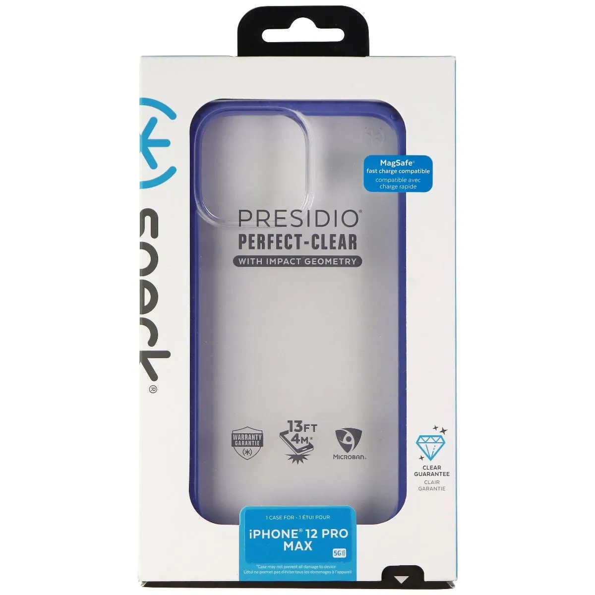 Speck Presidio Perfect-Clear Impact Geo Case for iPhone 12 Pro Max - Clear/Blue