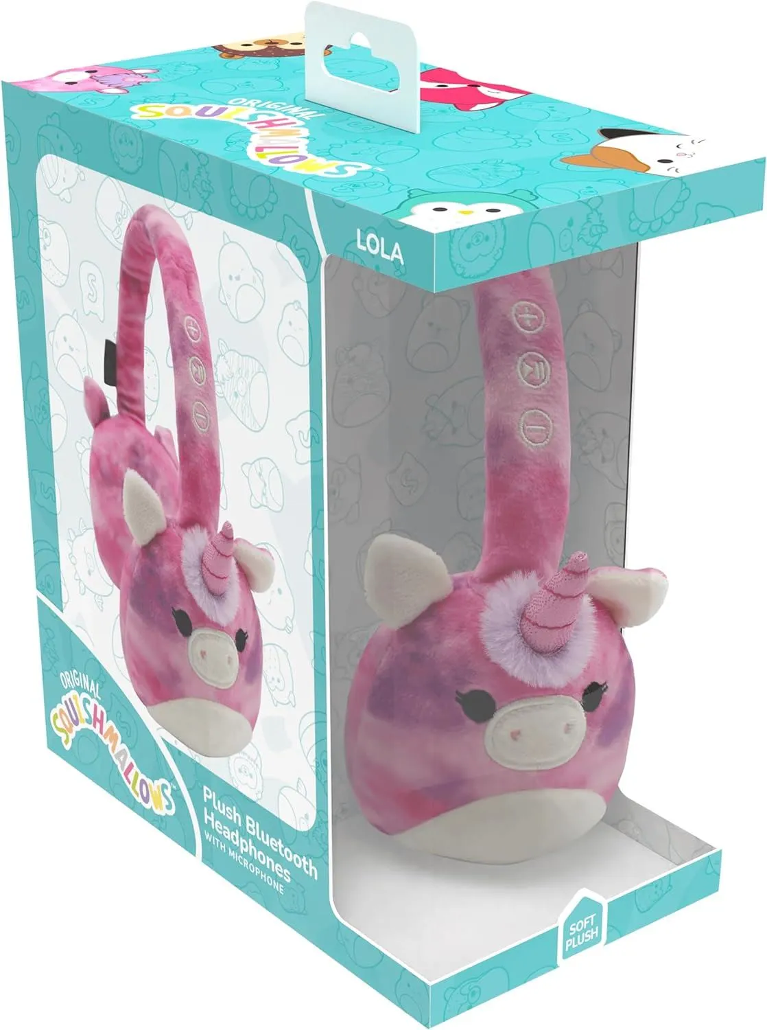 Squishmallows Plush Bluetooth Headphones with Microphone Lola The Unicorn - HMSQM-BT-LOLA