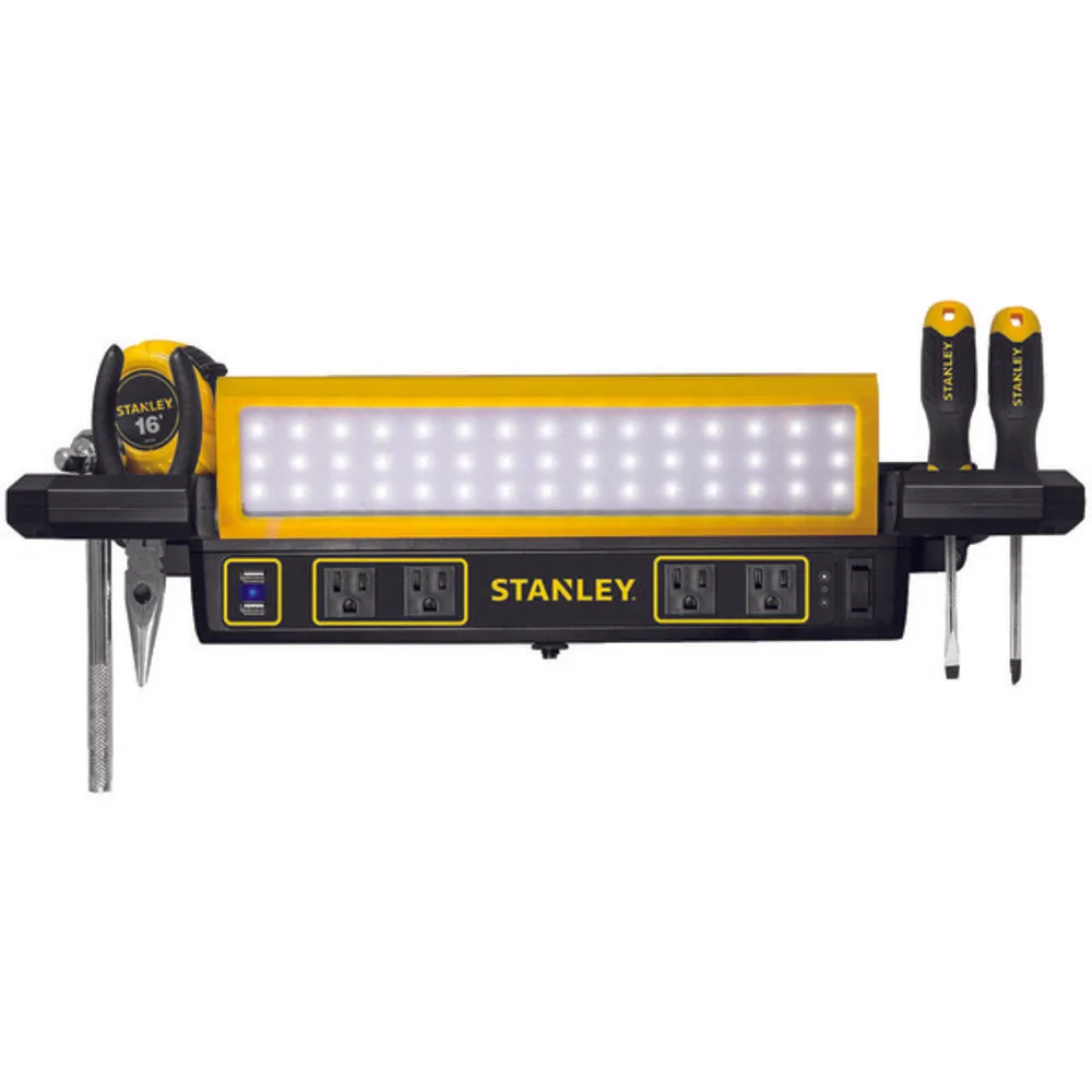 STANLEY PSL1000S 1,000-Lumen Workbench Shop Light with Power Strip