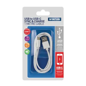 Status USB-A to USB-C Charging Lead 1M White - DZ479