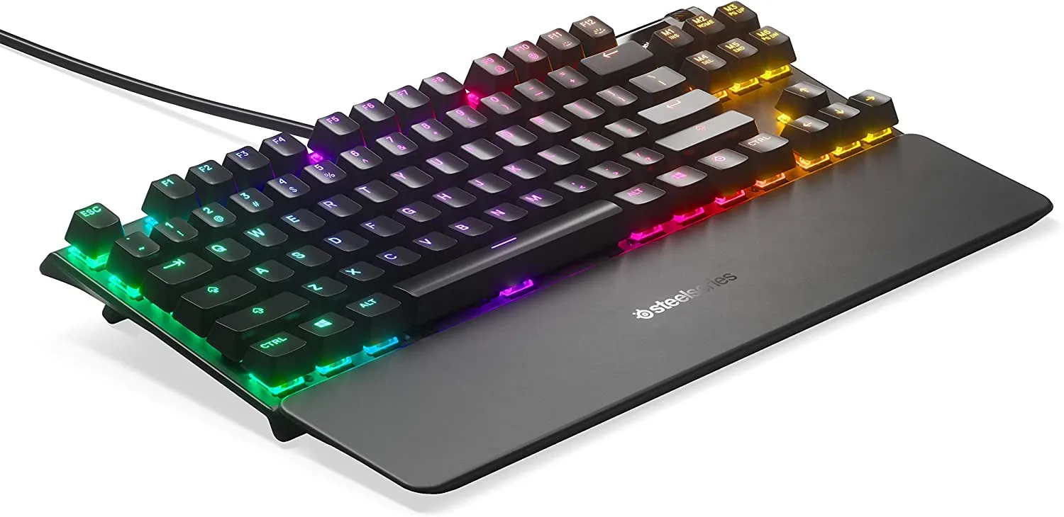 SteelSeries Keyboard Apex 7 TKL Compact Mechanical Gaming Keyboard – OLED Smart Display – USB Passthrough and Media Controls – Linear and Quiet – RGB Backlit (Red Switch)