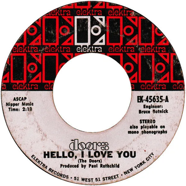 The Doors - Hello, I Love You (7", Single) (VG )