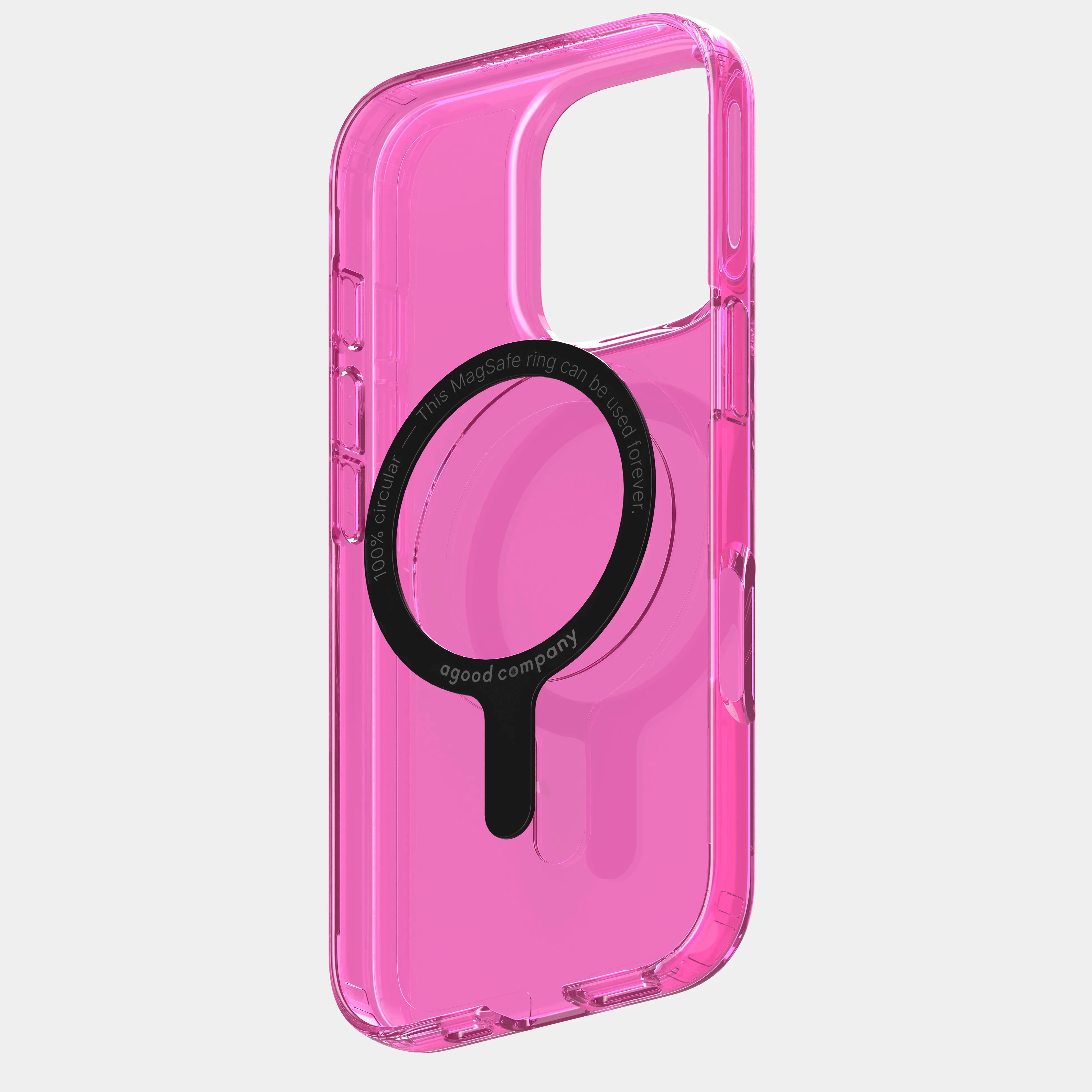 Tinted-Pink Clear Phone Case with Black MagSafe & FREE Cable | CLRPRTCT™