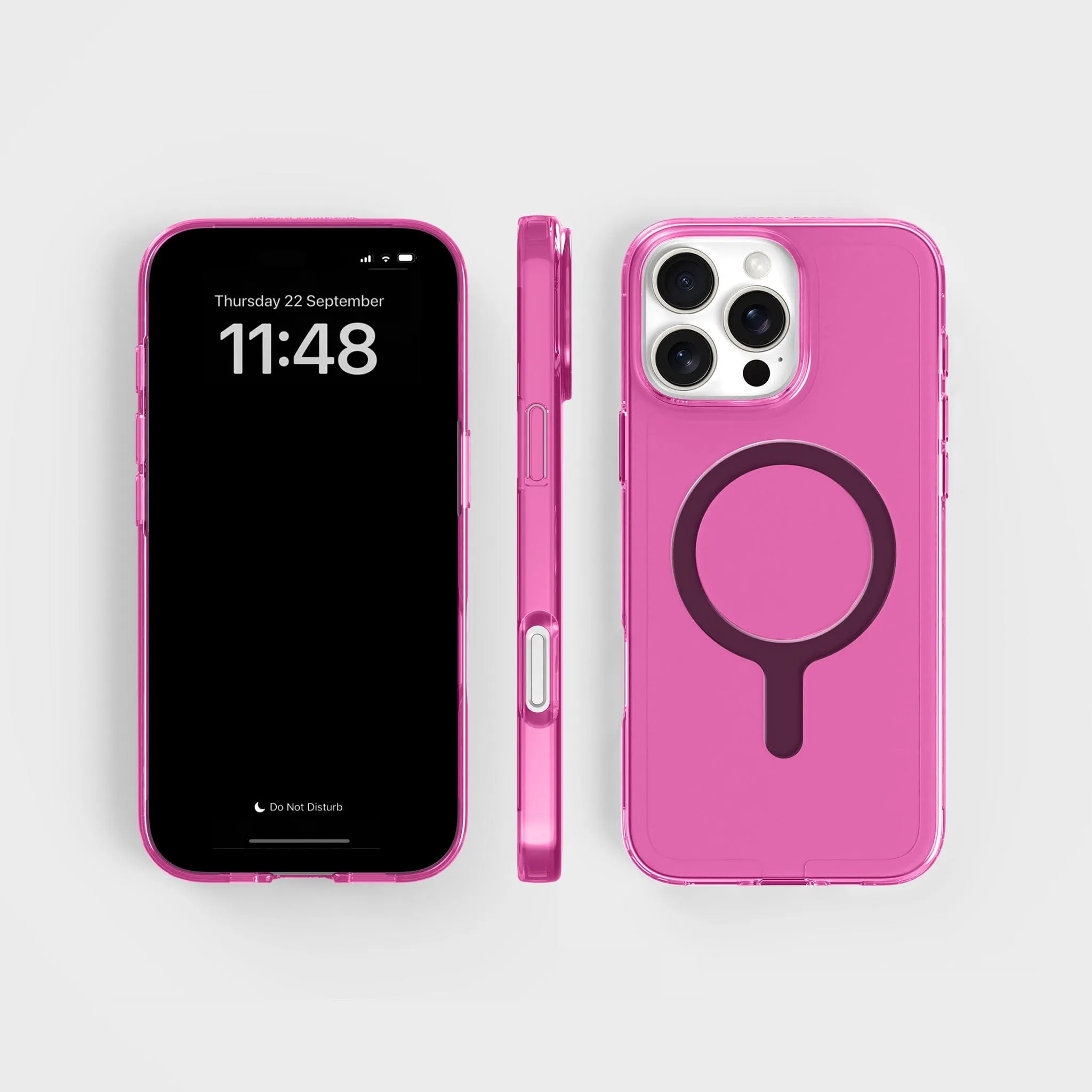 Tinted-Pink Clear Phone Case with Black MagSafe & FREE Cable | CLRPRTCT™