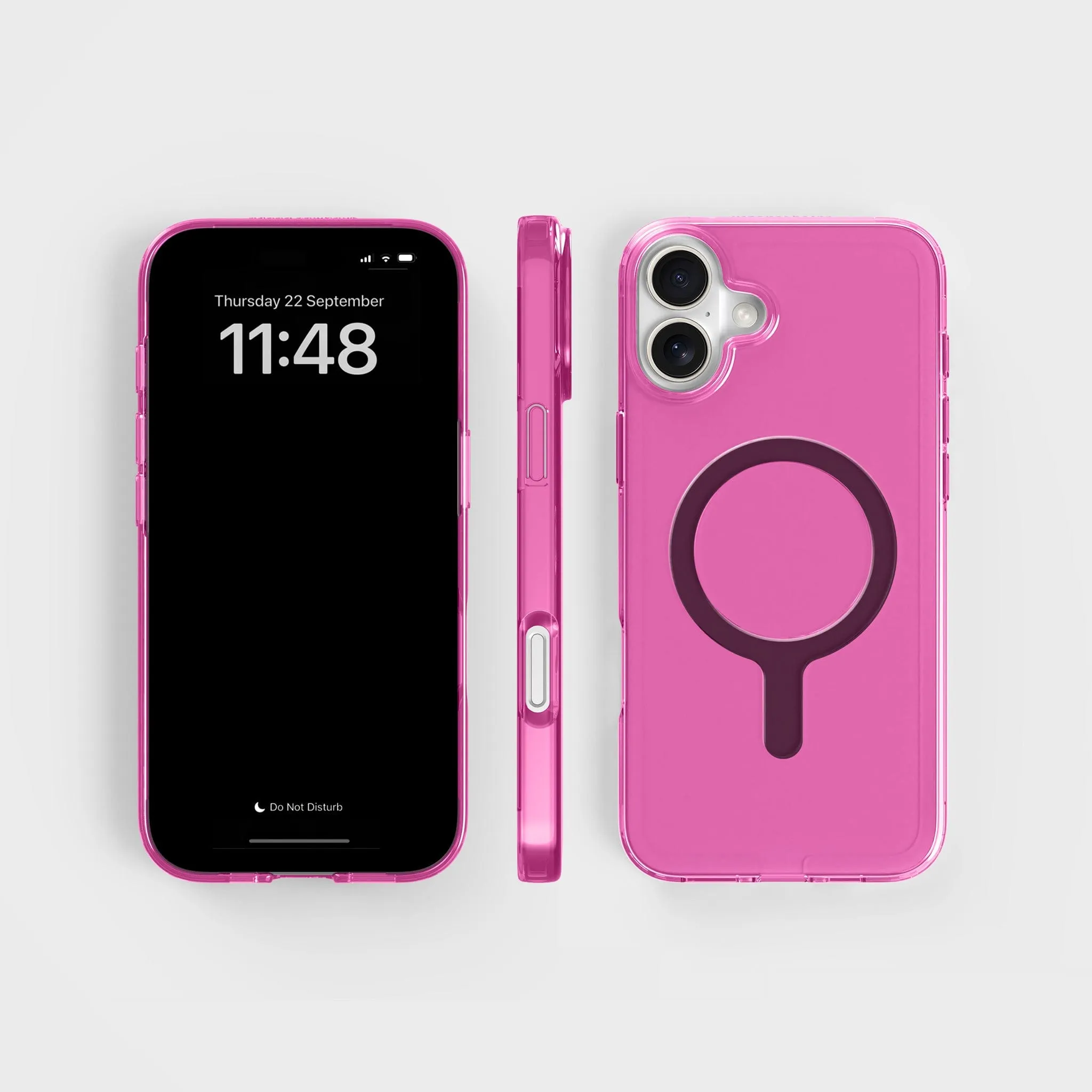 Tinted-Pink Clear Phone Case with Black MagSafe & FREE Cable | CLRPRTCT™