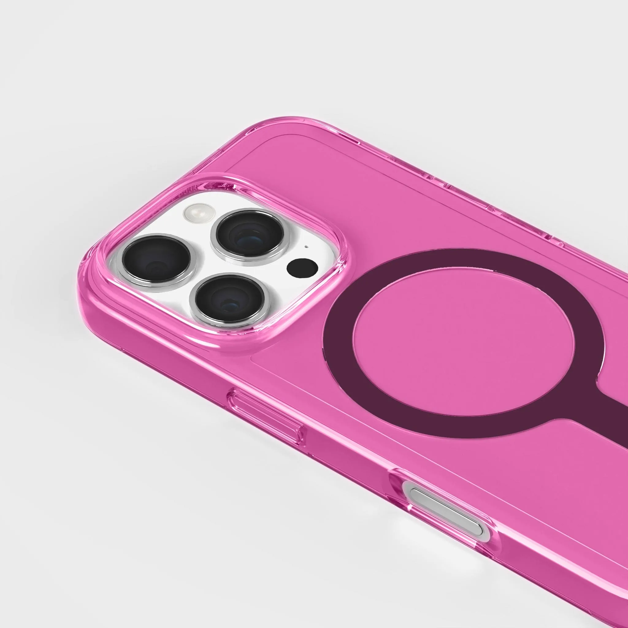 Tinted-Pink Clear Phone Case with Black MagSafe & FREE Cable | CLRPRTCT™