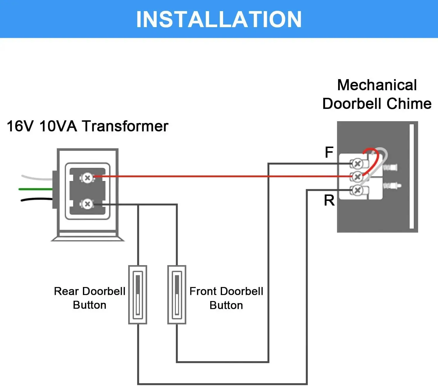 Transformer Low Voltage Doorbell and LEDs, 16 Volt