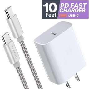 TYPE C FAST Charger USB-C Cable 10ft For Samsung Galaxy S10 Plus S10e, Note 10 9 8,S9 S8, A10e, A20 A50, LG Stylo 4, G8 G7, Moto Z4 Z3 Z2, Google Pixel, OnePlus 6T