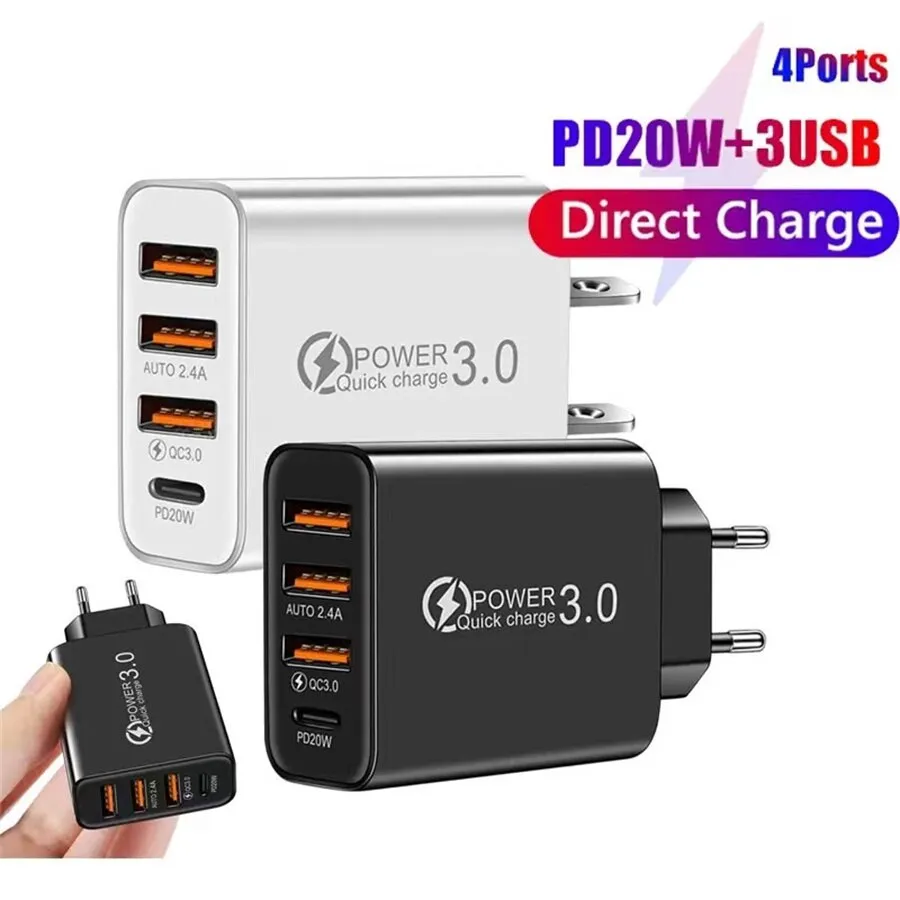 USB Wall Charger Block 4 Port PD QC Fast Power Adapter