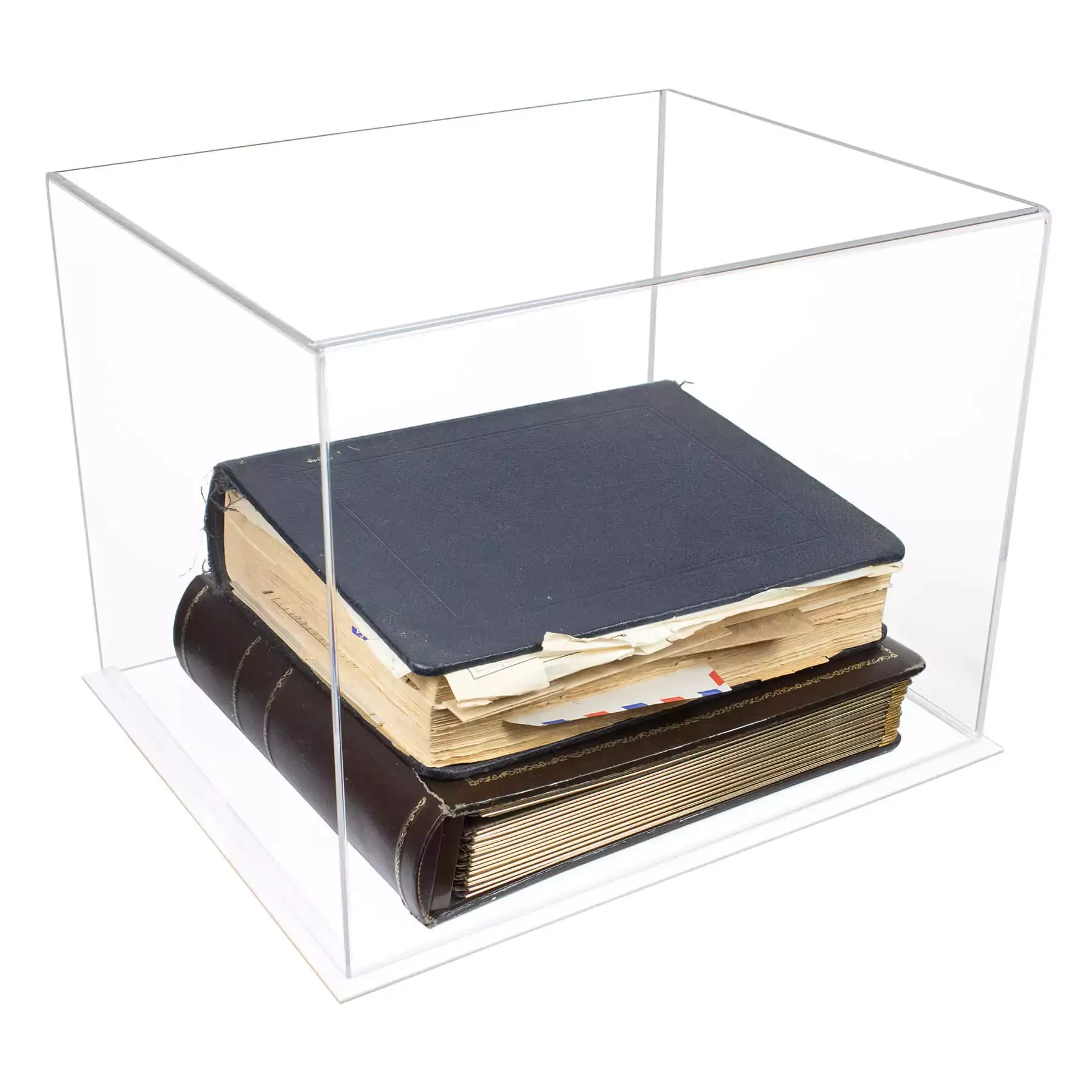 Versatile Acrylic Display Cases with Double Sheet Base with Clear Case