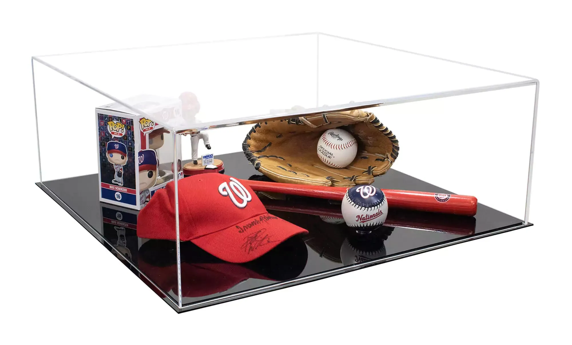 Versatile Acrylic Display Cases with Double Sheet Base with Clear Case