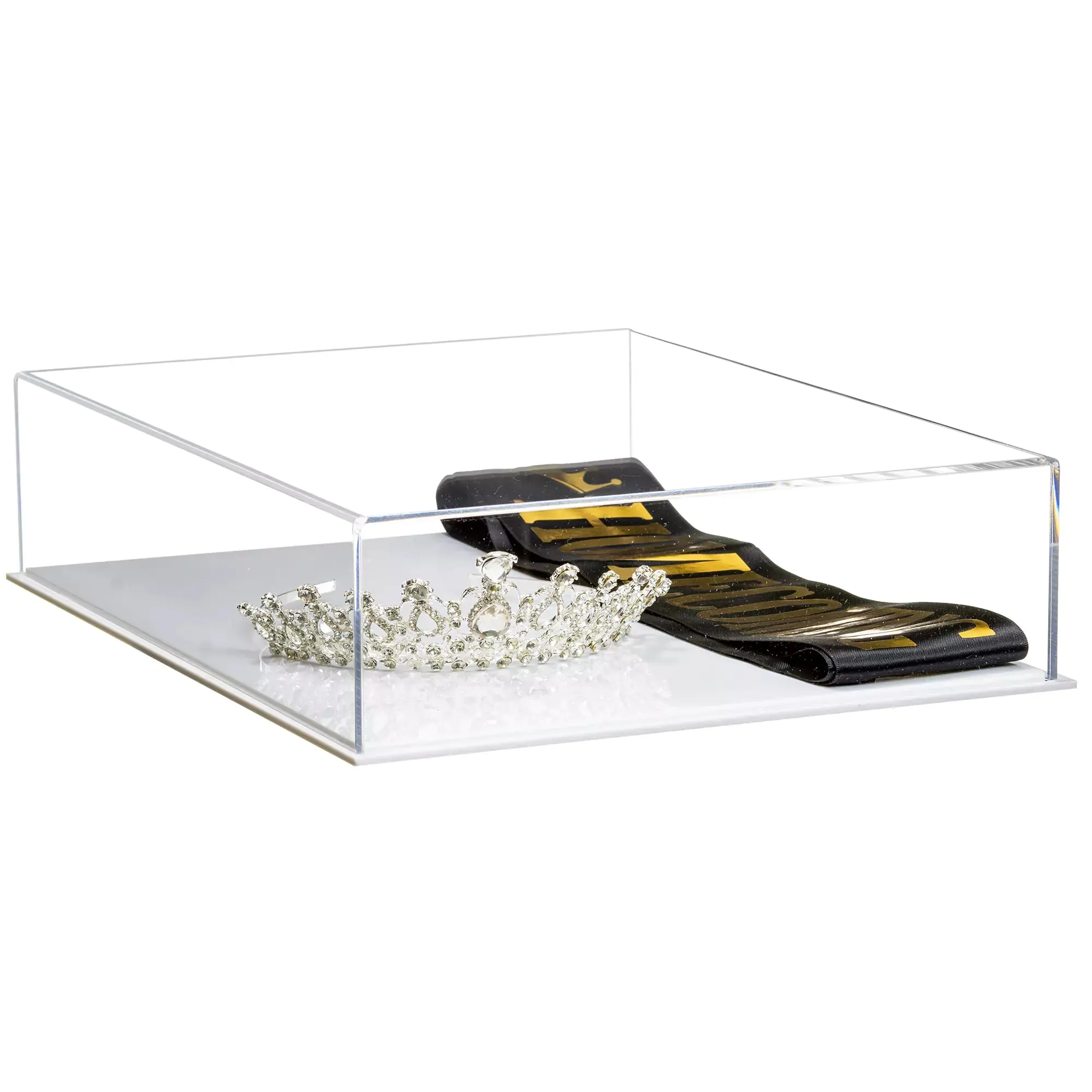 Versatile Acrylic Display Cases with Double Sheet Base with Clear Case