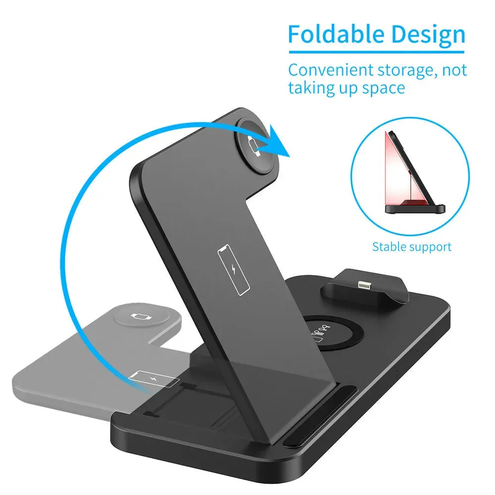 Vibe Geeks 4-in-1 Wireless Fast Charging Station for QI Devices- USB Powered