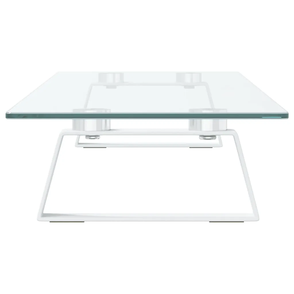 vidaXL Monitor Stand White 80x20x8 cm Tempered Glass and Metal