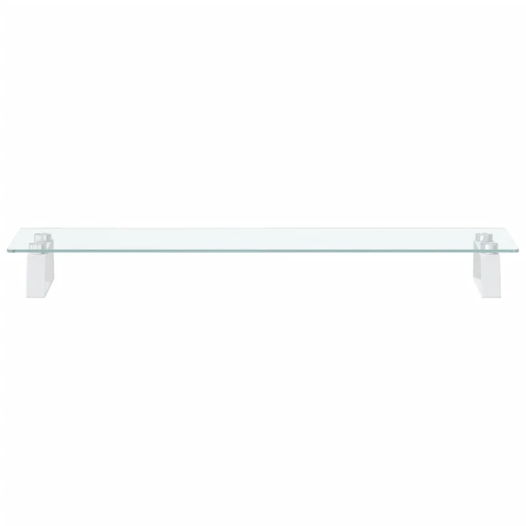 vidaXL Monitor Stand White 80x20x8 cm Tempered Glass and Metal