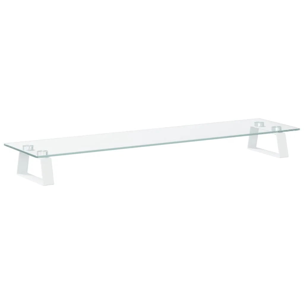 vidaXL Monitor Stand White 80x20x8 cm Tempered Glass and Metal