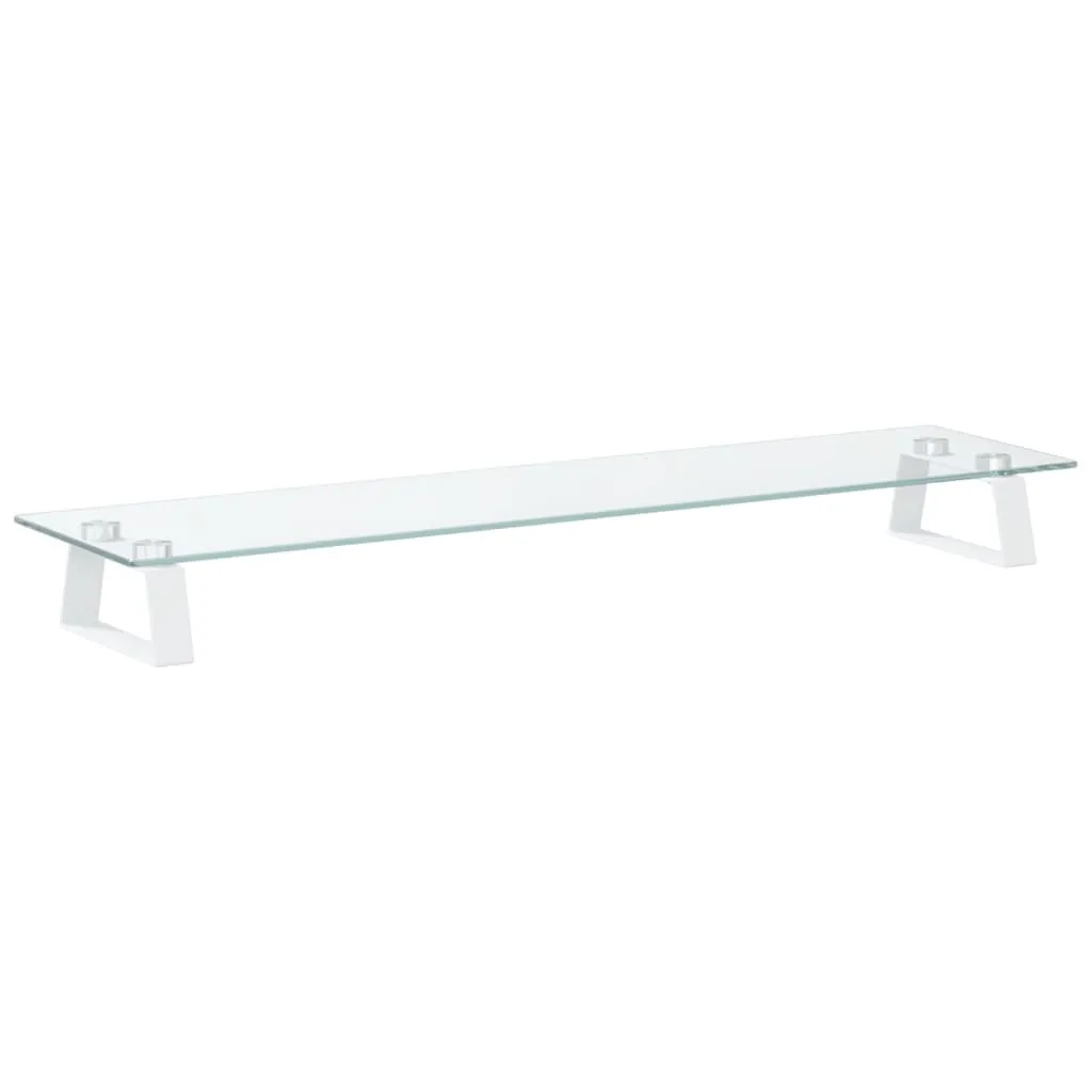 vidaXL Monitor Stand White 80x20x8 cm Tempered Glass and Metal